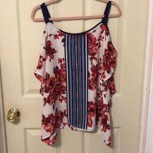 Floral, Striped Off The Shoulder Blouse